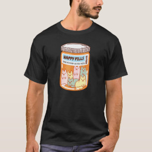 Camiseta Comprimidos Felizes Gato Fofo Saúde Mental Gatos