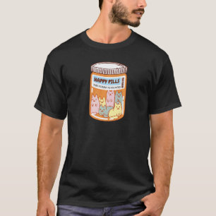 Camiseta Comprimidos Felizes Gato Fofo Saúde Mental Gatos