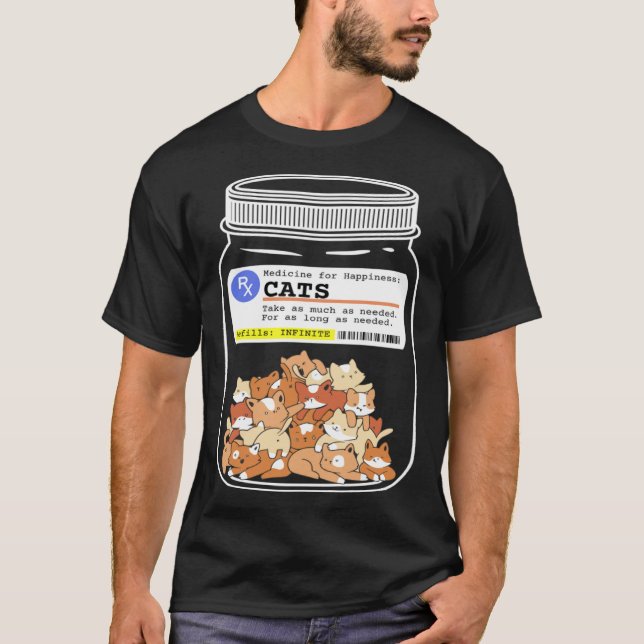 Camiseta Comprimidos Felizes para Gatos, Medicamento para G (Frente)