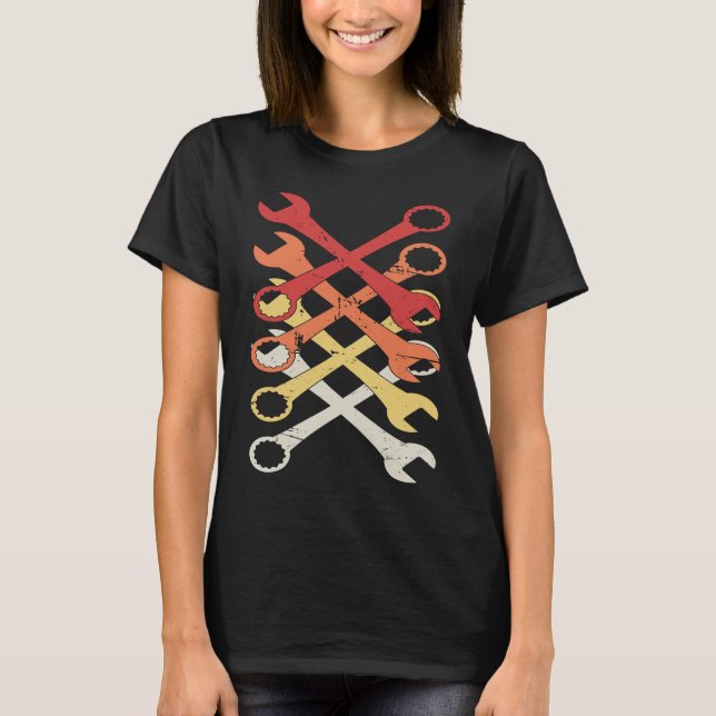 Camiseta Compro de Wrenches Retro Funcionário, Técnico Mech (Frente)