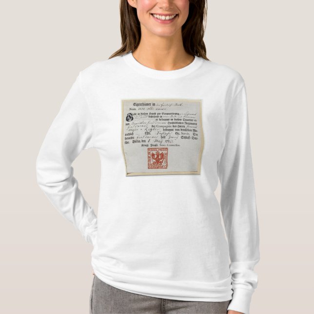 Camiseta Comprovante de aquartelamento, 1759 (Frente)
