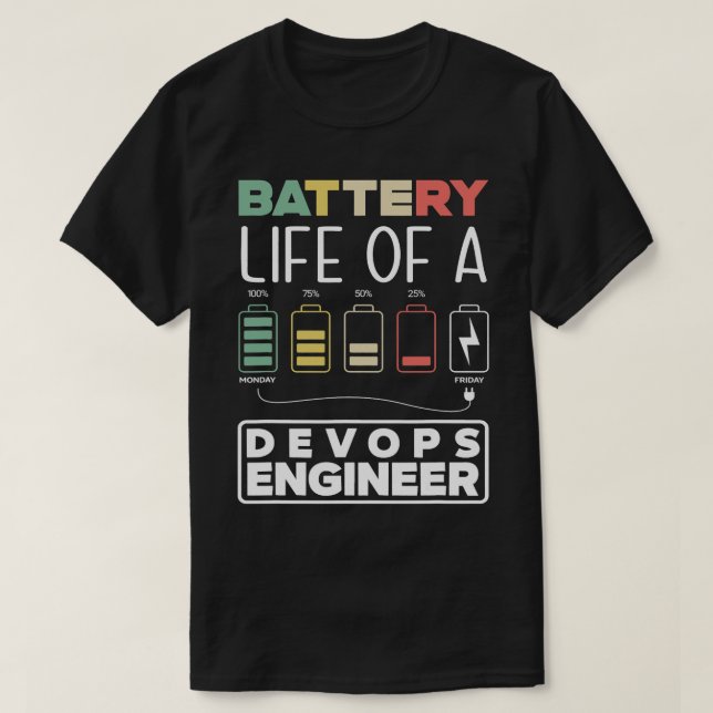Camiseta Computação em nuvem com vida útil da bateria do En (Frente do Design)