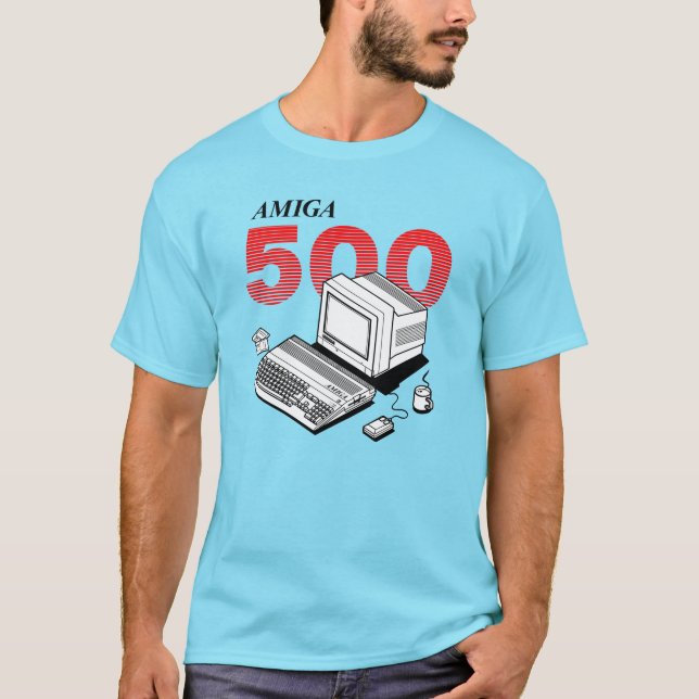 Camiseta Computador Amiga 500 - versão vermelha (Frente)