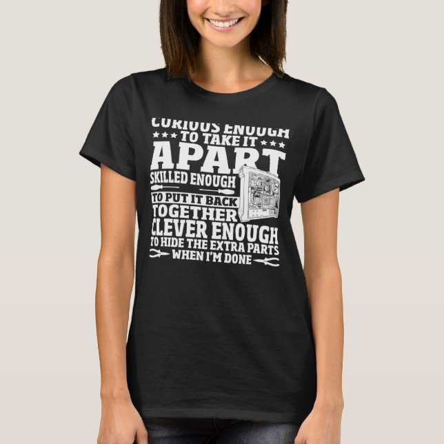 Camiseta Computador consertando tecnologia da informação Co (Frente)