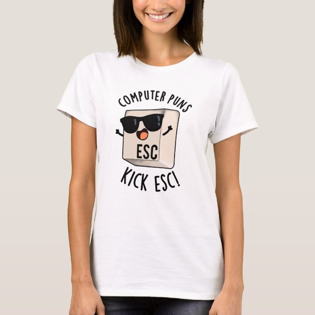 Camiseta Computador Executa Pó De Teclado Engraçado Esc (Frente)