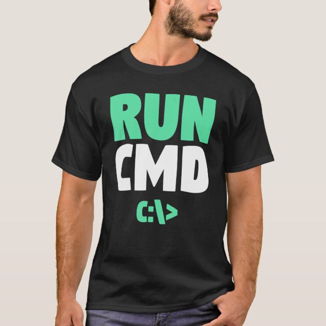 Camiseta Computador Programador Comando Prompt Funny Run CM (Frente)
