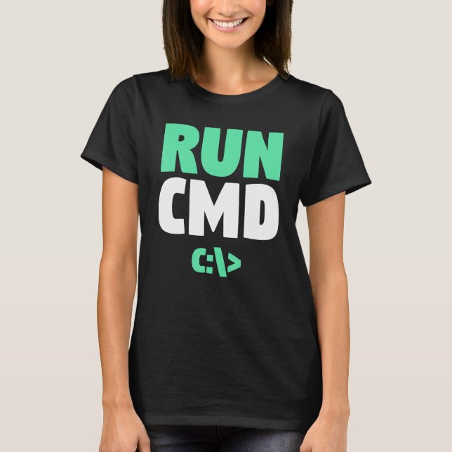 Camiseta Computador Programador Comando Prompt Funny Run CM (Frente)