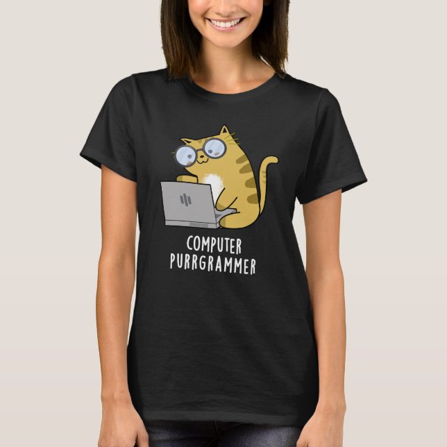 Camiseta Computador Purr-grammer Gato Engraçado Gato Pun Es (Frente)