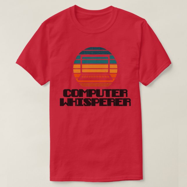 Camiseta COMPUTADOR WHISPERER - Letra de cinco cores com al (Frente do Design)