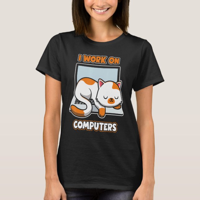 Camiseta Computadores Engenheiro Cat I Trabalha Em Computad (Frente)