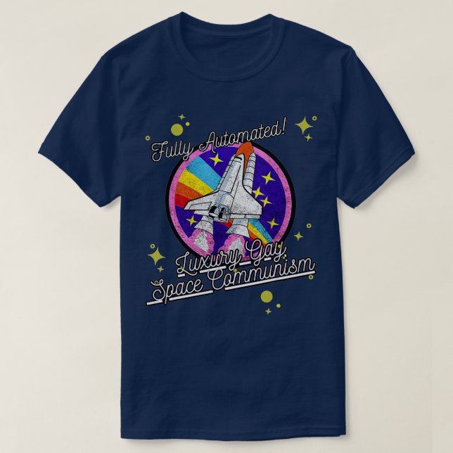 Camiseta Comunismo espacial de luxo totalmente automatizado (Frente do Design)