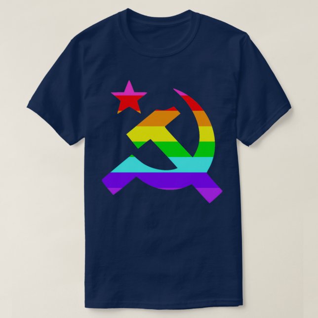 Camiseta Comunista gay LGBT Arco-Íris (Frente do Design)