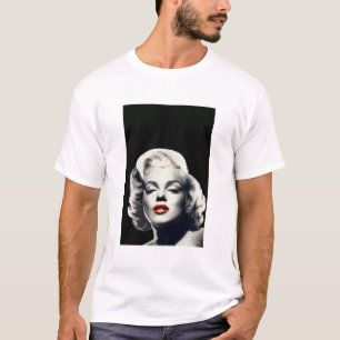Camiseta CON24BW-V4 lábios vermelhos Marilyn em BLACK.tif