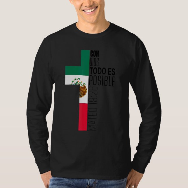 Camiseta Con Dios Todo Es Possível Espanhol Cristão Espanho (Frente)