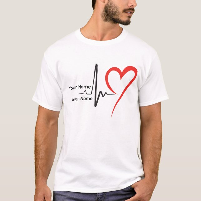 Camiseta Conceito de Amor e Romance com Elementos de Coraçã (Frente)