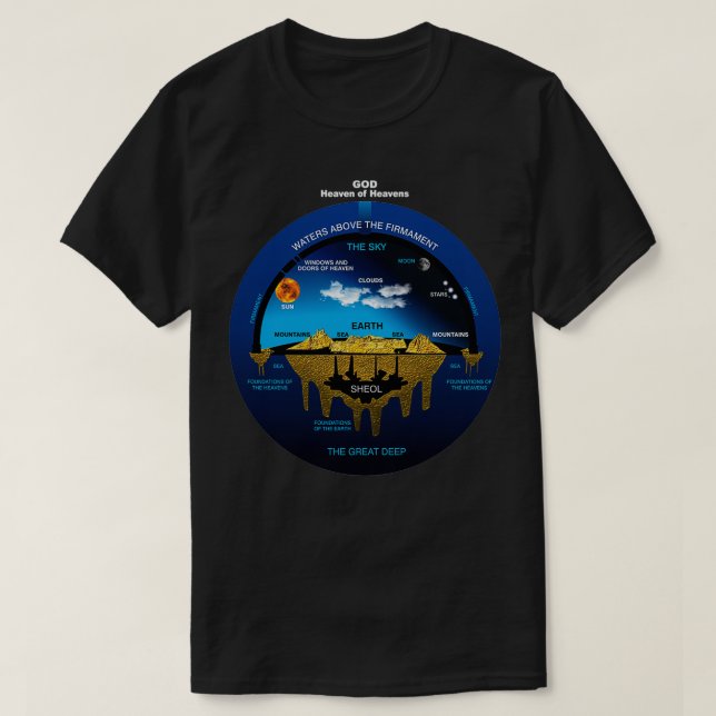 Camiseta Conceito de Cosmologia Hebraica da Terra Plana (Frente do Design)
