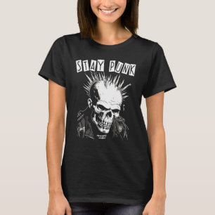 Camiseta Concerto de Punk Rock Caveira Esqueleto Mohawk Moh