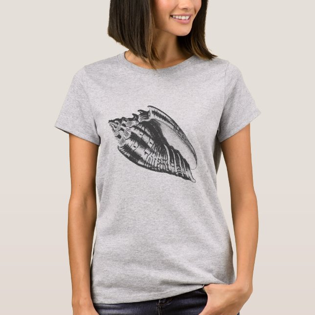Camiseta Conch Shell - cinza de carvão e branco (Frente)