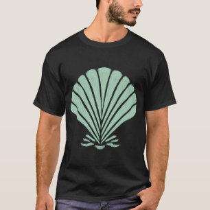 Camiseta Concha de Mar Verde Pastel, Arte de Verão Mediterr