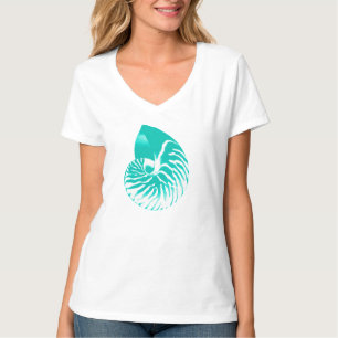 Camiseta Concha de náutilo - turquesa, aqua e branco