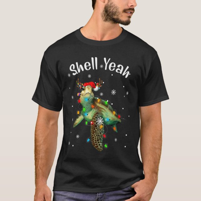 Camiseta Concha Sim Tartaruga Marinha Fã de Natal (Frente)