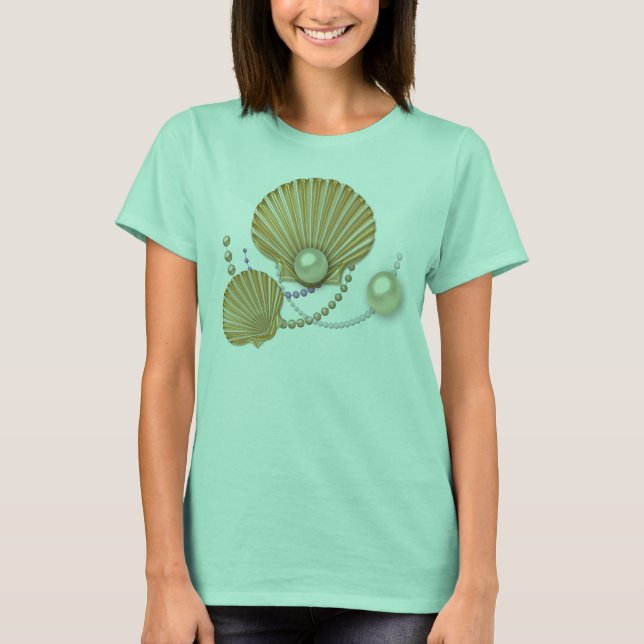 Camiseta Conchas e Pérolas Douradas (Frente)
