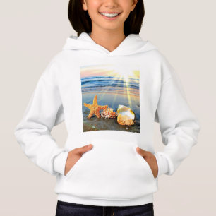 Camiseta Conchas marítimas e estrelas-do-mar na praia