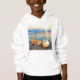 Camiseta Conchas marítimas e estrelas-do-mar na praia