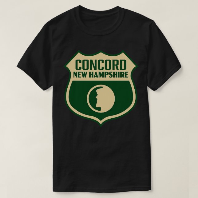 Camiseta Concord New Hampshire Retro Shield Tan (Frente do Design)