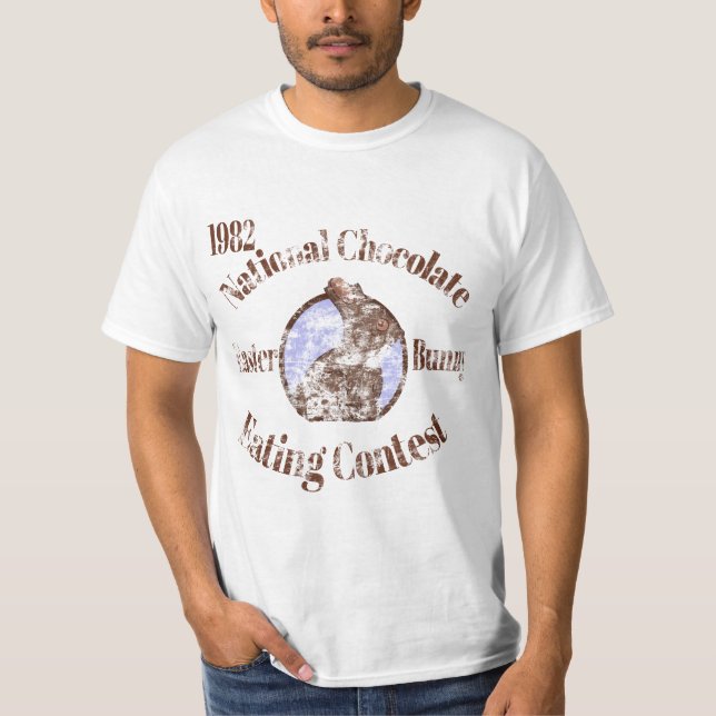 Camiseta Concurso Nacional de Comer Coelhos de Chocolate de (Frente)