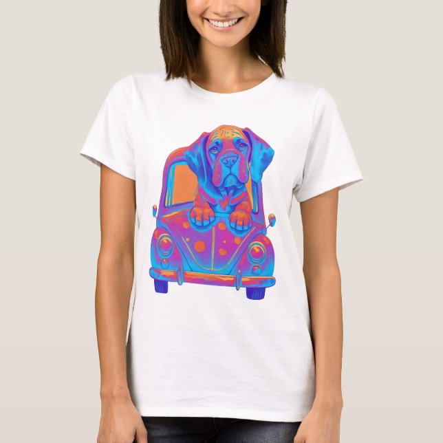 Camiseta Condução Colorida De Cães (Frente)