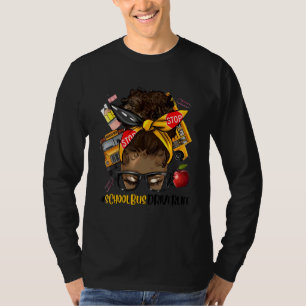 Camiseta Condutor de Autocarro Escolar de Mulheres Afro Neg