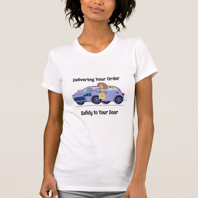 Camiseta Condutor de entrega com carro roxo (Frente)