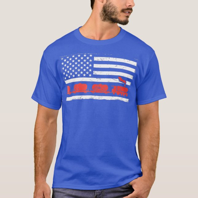 Camiseta Condutor de Trem de Bandeira Americano (Frente)