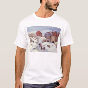 Camiseta Conduzindo vacas em casa na neve