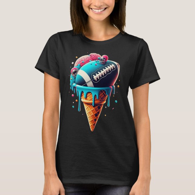 Camiseta Cone De Aquarela De Sorvete De Futebol Com Sprin (Frente)
