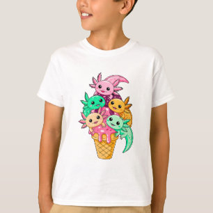 Camiseta Cone de Sorvete de Axolote Kawaii Anfíbio Sobremes