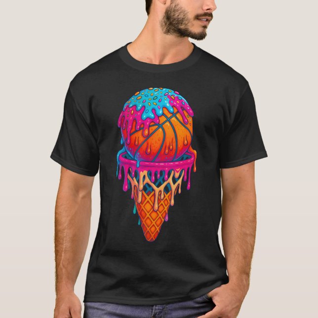 Camiseta Cone de Sorvete de Basquete com Gotejamento para M (Frente)