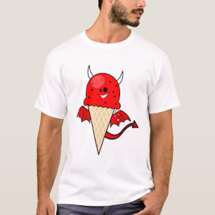 Camiseta cone de sorvete do diabo de kawaii fofo com asas