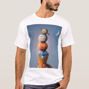 Camiseta Cone de Sorvete do Sistema Solar - Arte Cósmica Su