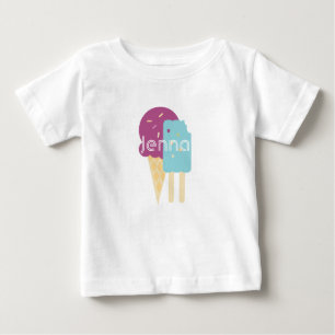 Camiseta Cone de Sorvete Infantil Personalizado Nome