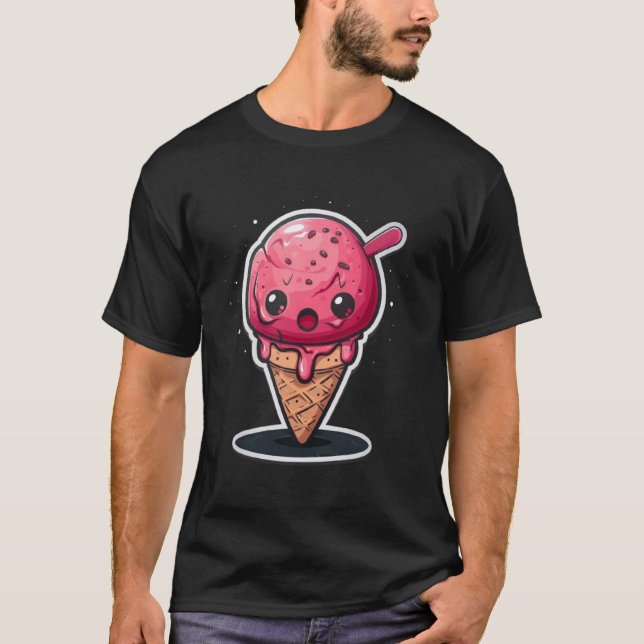Camiseta Cone De Sorvete Irritado Com Icecream Gentil Tão Z (Frente)
