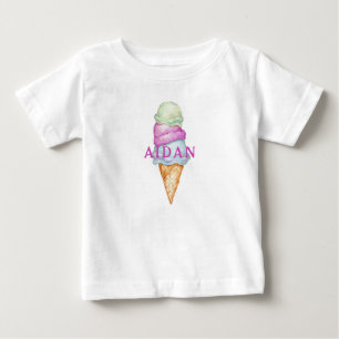 Camiseta Cone de Sorvete Pintado Colorido Personalizado Com