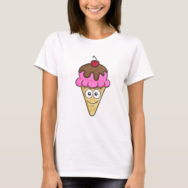 Camiseta Cone Emoji do sorvete (Frente)