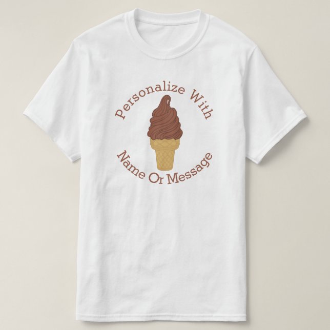 Camiseta Cone PERSONALIZADO do sorvete do chocolate (Frente do Design)