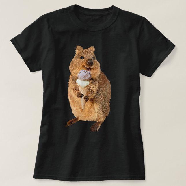 Camiseta cone sorvete quokka comendo kawaii (Frente do Design)