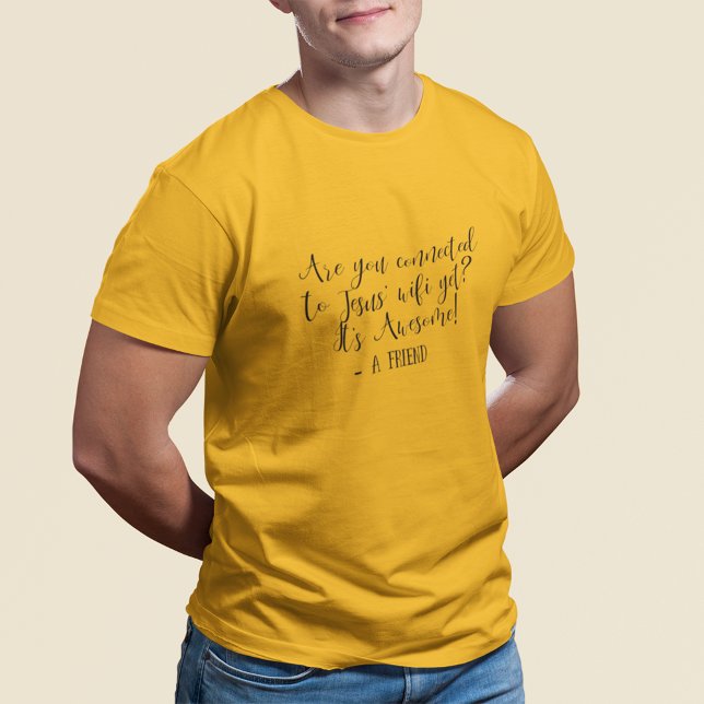 Camiseta Conectado ao WiFi de Jesus Ainda Religioso Amarelo (Criador carregado)