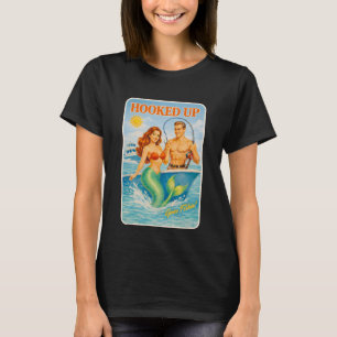 Camiseta Conectado Pesca Pin-Up Sereia Divertido Retro Peix