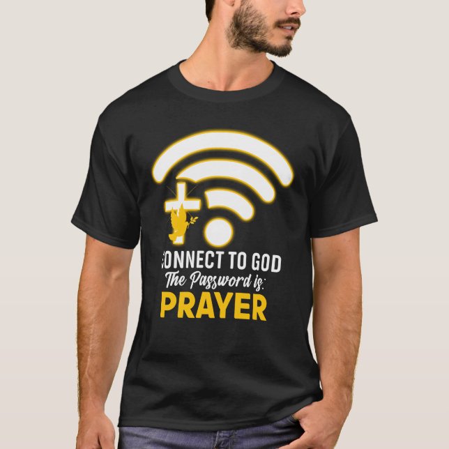 Camiseta Conecte-se a Deus Cristo Cruzando a oração da fé (Frente)
