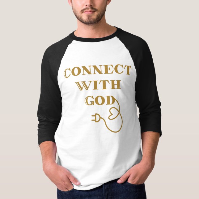 Camiseta Conecte-se com Deus Citação Bíblica 3/4 dos Homens (Frente)
